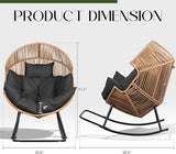 JAMFLY Wicker Egg Chair - Rattan Rocking Chairs with Cushion, Indoor-Outdoor Lounge Egg Basket Seat for Living Room - Photo 2