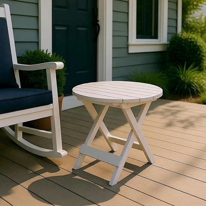 Shine Company Indoor/Outdoor Adirondack Round Folding Acacia Wooden Side Table, Oak
