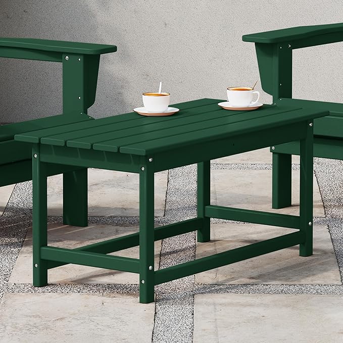WestinTrends Malibu Outdoor Coffee Table, 35" x 17.5" All Weather Poly Lumber Patio Adirondack Coffee Table for Garden Lawn Porch Balcony, Dark Green