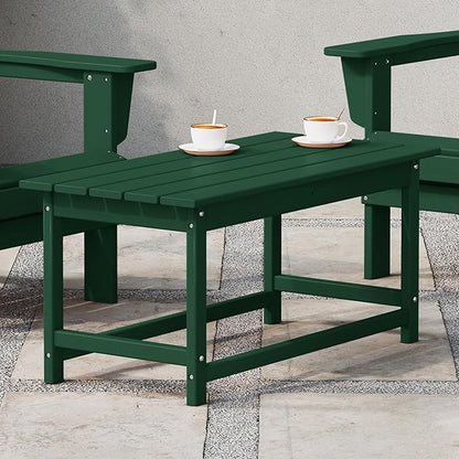 WestinTrends Malibu Outdoor Coffee Table, 35" x 17.5" All Weather Poly Lumber Patio Adirondack Coffee Table for Garden Lawn Porch Balcony, Dark Green