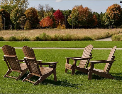 FUNBERRY Folding Adirondack Chair Set of 6, All Weather HDPE Fire Pit Chairs with Cup Holder for Outdoor