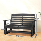Outsunny 2-Person Outdoor Glider Bench Patio Double Swing Rocking Chair Loveseat w/Slatted HDPE Frame for Backyard - Photo 3