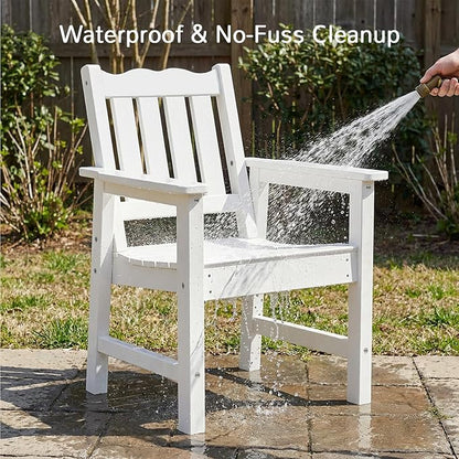 Stoog Oversized Patio Chair, All-Weather Outdoor Chairs with Curved Backrest, 400 lbs Support Patio Dining Chair, for Backyard, Garden, Porch, Deck and Balcony, White