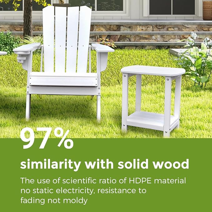 Adirondack Square Outdoor Side Table, 2-Tier Storage Patio Side Table - Photo 4
