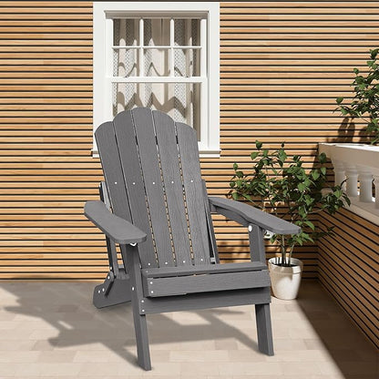 Clihome Outdoor Adirondack Chair Folding Lounge Chairs for Outside Patio Chairs Lawn Chair Plastic Adirondack Chairs for Yard, Garden