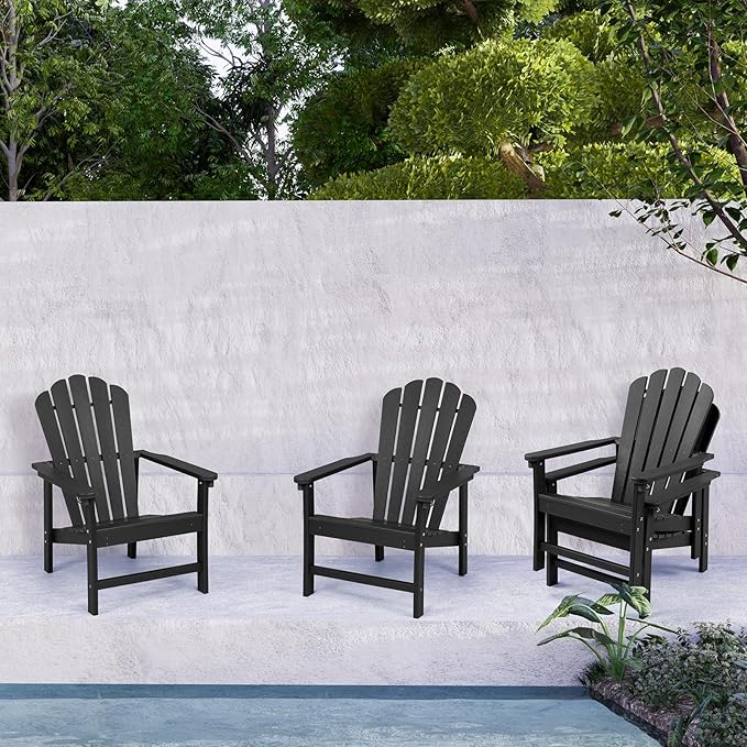 Stackable Adirondack Chairs Set of 4, Space Saving HDPE All-Weather Fire Pit Chair with Cover for Outdoor Lawn Porch Deck