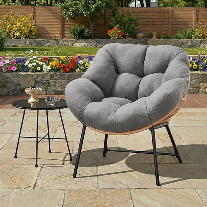 ONBRILL Outdoor Egg Chair, Indoor Lounge Chair for Patio, Bedroom, Living Room, Porch - Grey