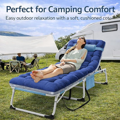 ABORON 4-in-1 Lounge Chair with Face & Arm Holes for Tanning, 440LB Heavy-Duty Folding Recliner with Plush Cotton Cushion, No Assembly Tri-Fold Guest Bed for Sunbathing, Poolside, Office Nap & Camping