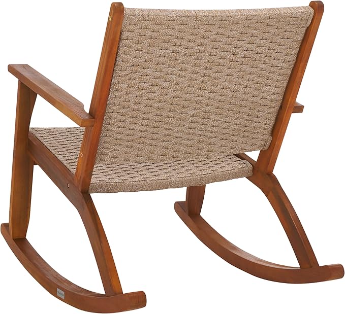 SAFAVIEH Outdoor Collection Daniel Natural Solid Wood Rocking Chair