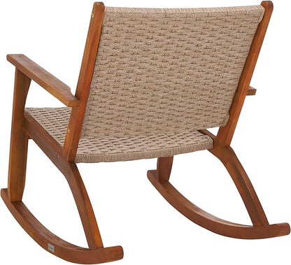 SAFAVIEH Outdoor Collection Daniel Natural Solid Wood Rocking Chair