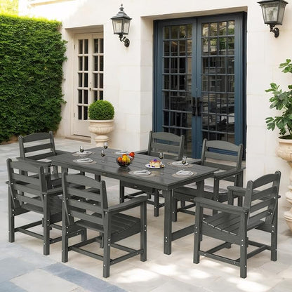 VINGLI Outdoor Dining Chairs Set of 4, HDPE Outdoor Patio Chairs All-Weather Durable Garden Seating for Poolside, Deck, Porch (Gray, 4 PCS)