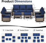 Outdoor Patio Furniture Set, 7 Piece Wicker Patio Conversation with Deep Seating, Thicken Cushions - Photo 2
