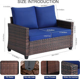 Outdoor Loveseat, All-Weather Patio Deep Seat 2-Seater Rattan Sofa with Water Resistant Cushions for Balcony, Backyard - Photo 3