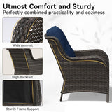 Patio Chairs Set of 2, Outdoor Wicker Patio Furniture Set with Thickened Olefin Cushions, High Back and Deep Seating - Photo 3