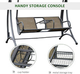 Outsunny 2-Seat Patio Swing Chair, Outdoor Porch Swing Glider with Adjustable Canopy, Cup Holders and Storage Tray - Photo 4
