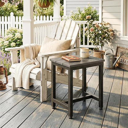 ODK Outdoor Side Table, Adirondack Patio End Table with Weather-Resistant, Waterproof Top for Hot Tub, Garden, Balcony, Poolside, Durable & Easy-to-Clean, Grey