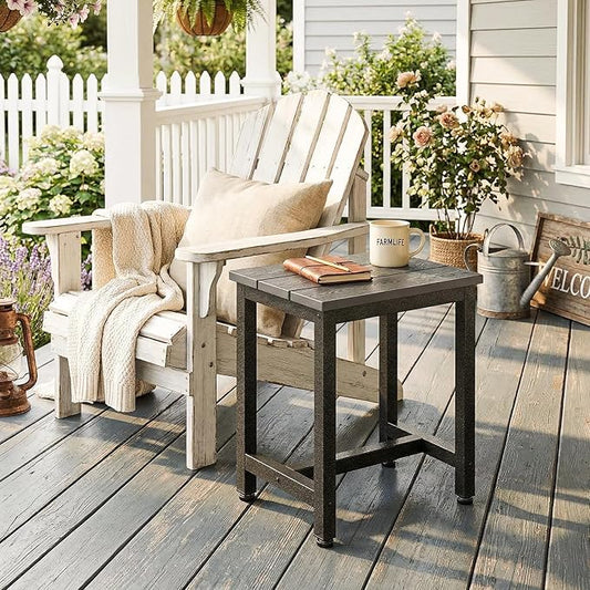 ODK Outdoor Side Table, Adirondack Patio End Table with Weather-Resistant, Waterproof Top for Hot Tub, Garden, Balcony, Poolside, Durable & Easy-to-Clean, Grey