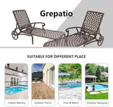 Grepatio Lounge Chairs for Outdoor, Patio Lounge Chaise Cast Aluminum Chairs with Cushion - Photo 7