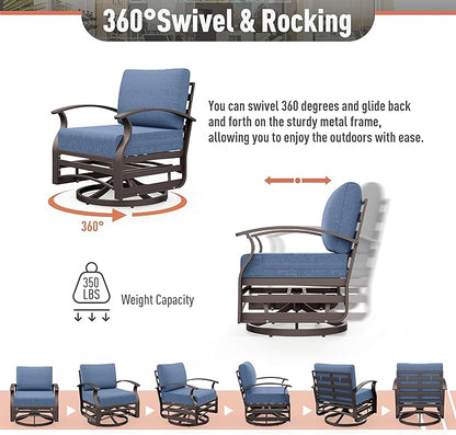Kurapika 1 Piece Patio Furniture Chair, Outdoor Aluminum Swivel Glider Rocker, Patio Bistro Set Rocking Chair for Porch, Garden, Patio, Navy Blue