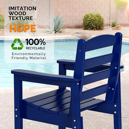 VINGLI Outdoor Bar Stools Set of 2, HDPE All-Weather Patio Bar Height Chairs Heavy-Duty Tall Adirondack Chairs for Backyard, Porch, Balcony and Poolside (Navy Blue)