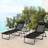Tangkula 3-Piece Folding Outdoor Chaise Lounge Chair Set, 2 Recliner Chairs & 1 Patio Bistro Table w/Adjustable Backrest - Photo 4