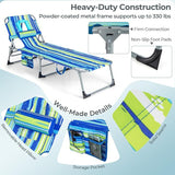 Goplus Tanning Chair, Folding Beach Lounge Chair with Face &Arm Hole, 5-Position Adjustable, Removable Pillow - Photo 6