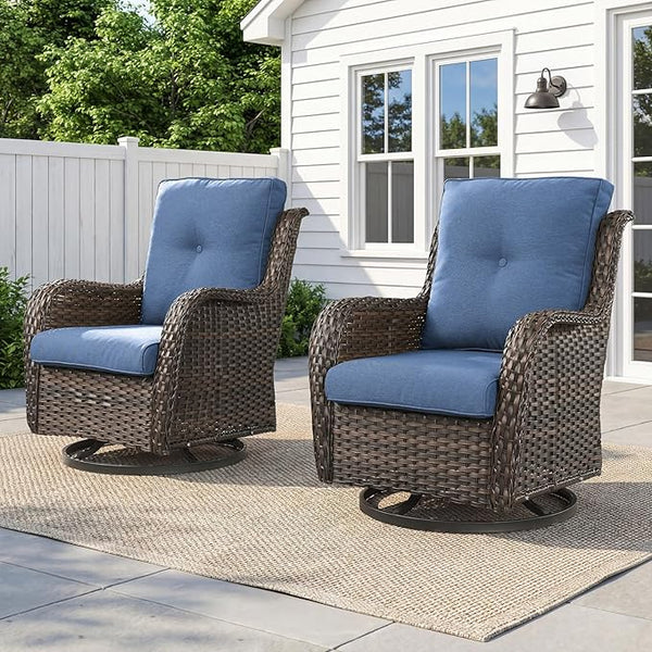 Belord Outdoor Swivel Chairs Set of 2, Patio Wicker Rocker Chairs, All Weather Patio Conversation Furniture Set - Photo 1