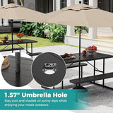 Giantex Picnic Table Bench Set for 4 People, 4.5FT Outdoor Rectangular Dining Table & 2 Benches w/Umbrella Hole - Photo 5