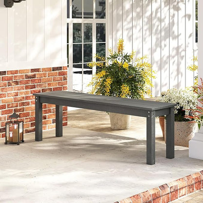 Moccha HDPE Outdoor Bench, 55" Patio Bench with Slatted Seat &750 Lbs Capacity, Weatherproof Outside Seating Furniture, 2-3 People Backless Garden Bench, Loveseat for Entryway, Porch, Lawn & Backyard