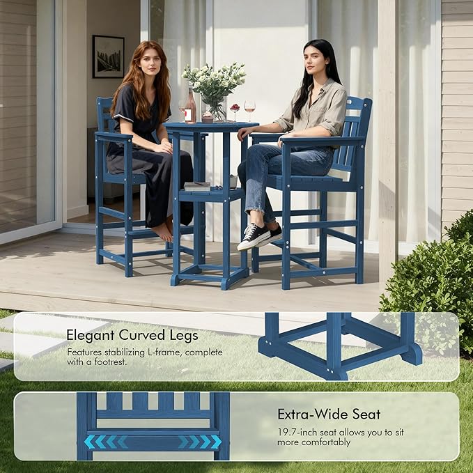 Ciokea 3-Pcs Bistro Table and Chairs - Photo 6