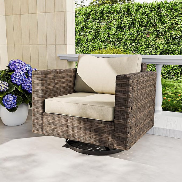 EAGLE PEAK Harbor Haven Wicker Swivel Rocker Patio Chair, Deep Seating Rocking Chair - Photo 1