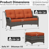 3-Piece Outdoor Couch Set, Include Wicker Patio Sofa with Thickened Olefin Cushions, High Back and Deep Seating - Photo 3