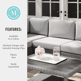 Martha Stewart Bedford Indoor-Outdoor Modular Patio Sectional Sofa Center Seat with Rattan Wicker Finish in Gray with - Photo 7