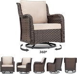 GAOMON Rattan Chairs Rocking Swivel Chair Outdoor Set with Side Table and Cushions - Photo 3