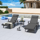 Kurapika Patio Chaise Lounge Set 3 Pieces, Aluminum Outdoor Lounge Chair, Adjustable Backrest - Photo 1