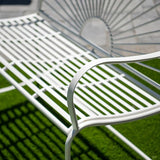 XBrand 44.5" L Iron Sun-Patterned Seat for Two Indoor/Outdoor Rocking Bench, Durable Patio Rocking Bench, White - Photo 7