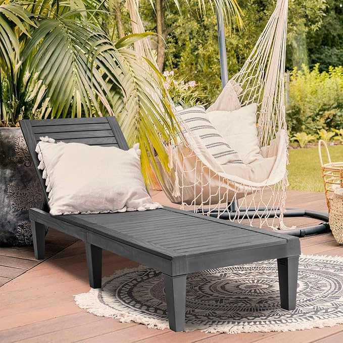 Giantex Outdoor Chaise Lounge Patio Recliner Chair with 5-Position Adjustable Backrest - Photo 4