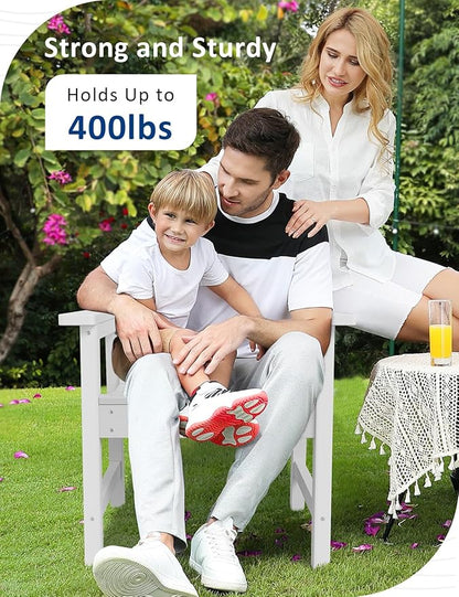 Patio Chairs Set, 3 Pieces Weatherproof HIPS Outdoor Furniture, Patio Chairs Conversation Sets with Side Table for Garden Porch Lawn & Backyard(White)