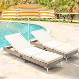 HOMREST Outdoor Chaise Lounge Chair Set of 2, Patio Wicker Lounge Chairs with Adjustable Backrest - Photo 8