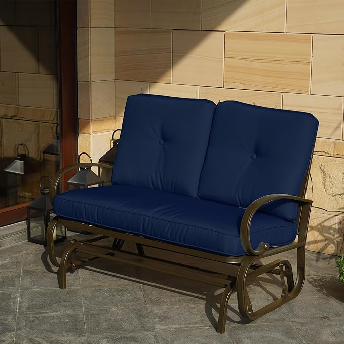 Kozyard Cozy Patio Glider Bench - Outdoor Rocking Loveseat with Sturdy Frame and Cushioned Seats for Patio - Photo 4