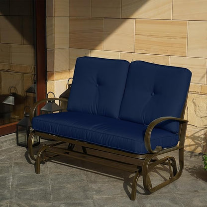 Kozyard Cozy Patio Glider Bench - Outdoor Rocking Loveseat with Sturdy Frame and Cushioned Seats for Patio, Yard - Rocker Swing with Outdoor Seating, Perfect for Porch Outdoo (NavyBlue)