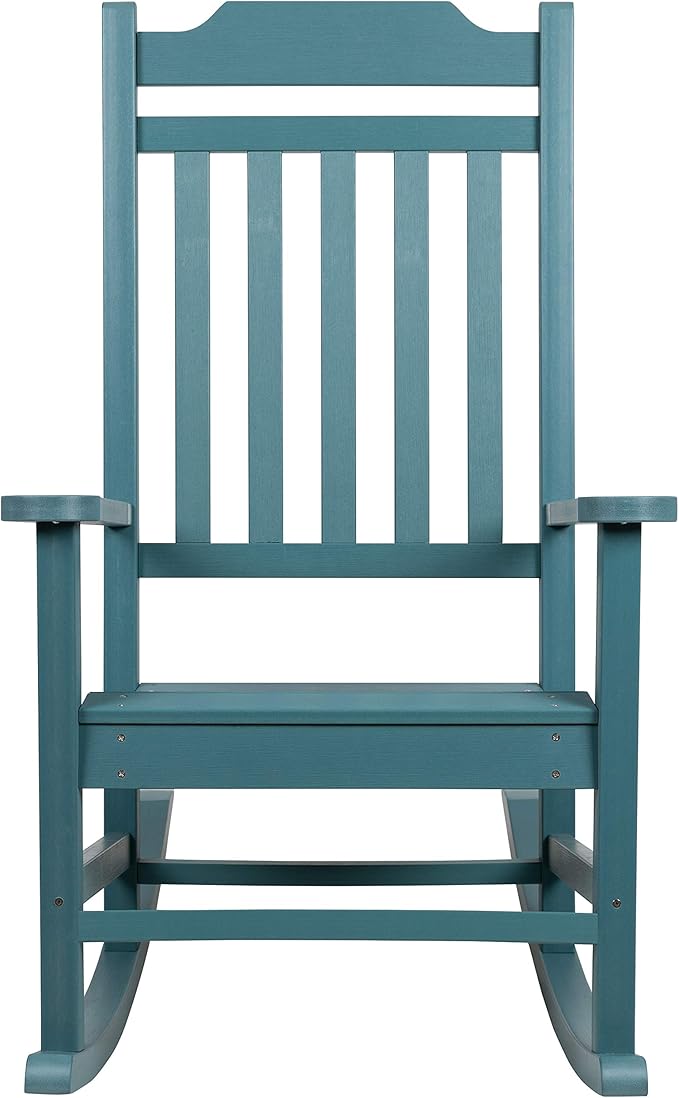 Flash Furniture Set of 2 Winston All-Weather Rocking Chair in Teal Faux Wood