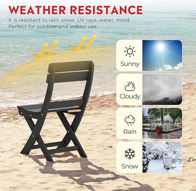 Costaelm Outdoor Patio Modern Folding Dining Chair - Photo 6