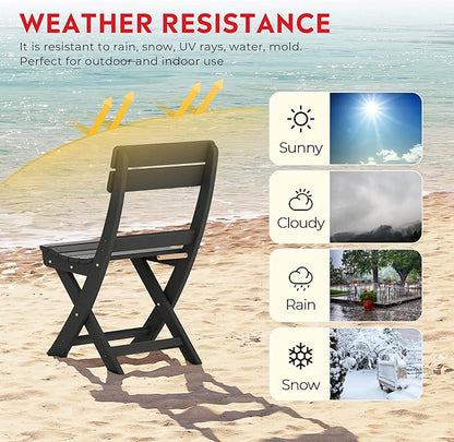 Costaelm Outdoor Patio Modern Folding Dining Chair, HDPE Armless Poly Lumber Plastic Outdoor Chairs Restaurant Bistro Dining Table Chair for Outside Porch Backyard Garden, Gray