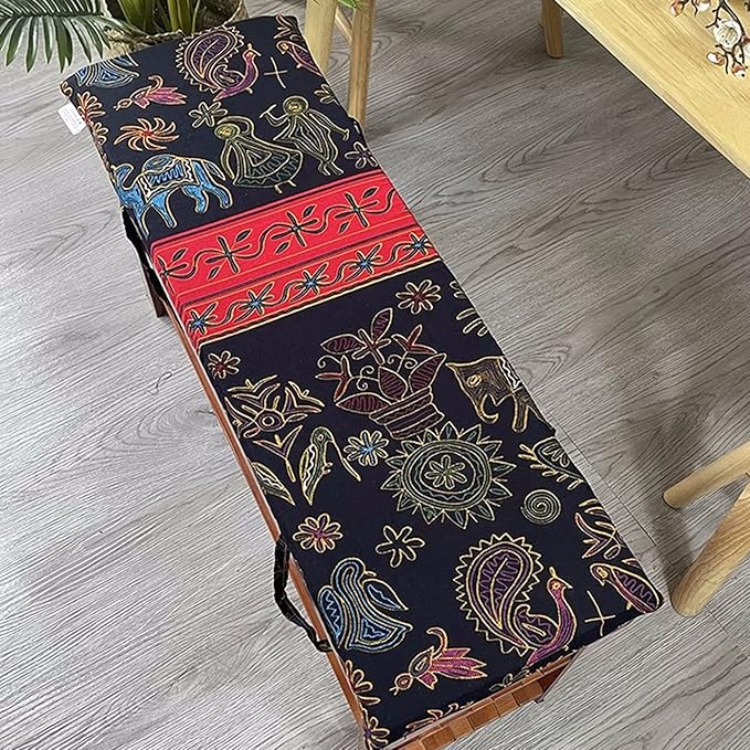 Outdoor Garden Metal or Wooden Bench Cushion, Washable Sofa Cushion, Furniture Kitchen or Dining Bench Seat Mat, 2/3 Seater Seat Pads with Ties for Patio Garden Swing,160 * 40 * 3cm,Style4