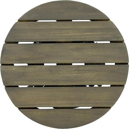Christopher Knight Home Taki Acacia Wood Patio Coffee Table, Round Table with Unique Wooden Base for Backyard, Stylish Indoor/Outdoor Table, Easy Assembly, Space Saving Outdoor Furniture, Grey