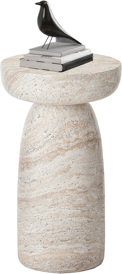 24" Large Side Table Outdoor, Modern Geometric Pedestal End Table, Multi-Functional & Decorative Coffee Table, Accent Table, Planter Stand for Garden Patio Porch Balcony or Living Room Decor