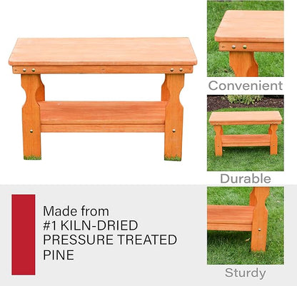 Amish Casual Heavy Duty Pressure Treated Wood Coffee Table in Cedar Stain - Crafted from Solid Pine by Amish Craftsmen in The USA