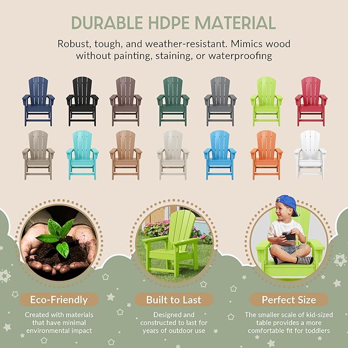 WestinTrends Malibu Kids Outdoor HDPE Adirondack Plastic Patio Chair, Lime