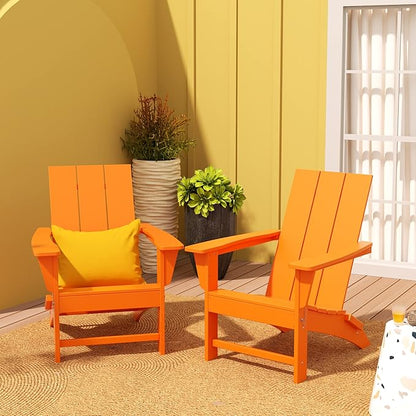 WestinTrends Ashore Modern Outdoor Folding Adirondack Chair (Set of 2), Orange